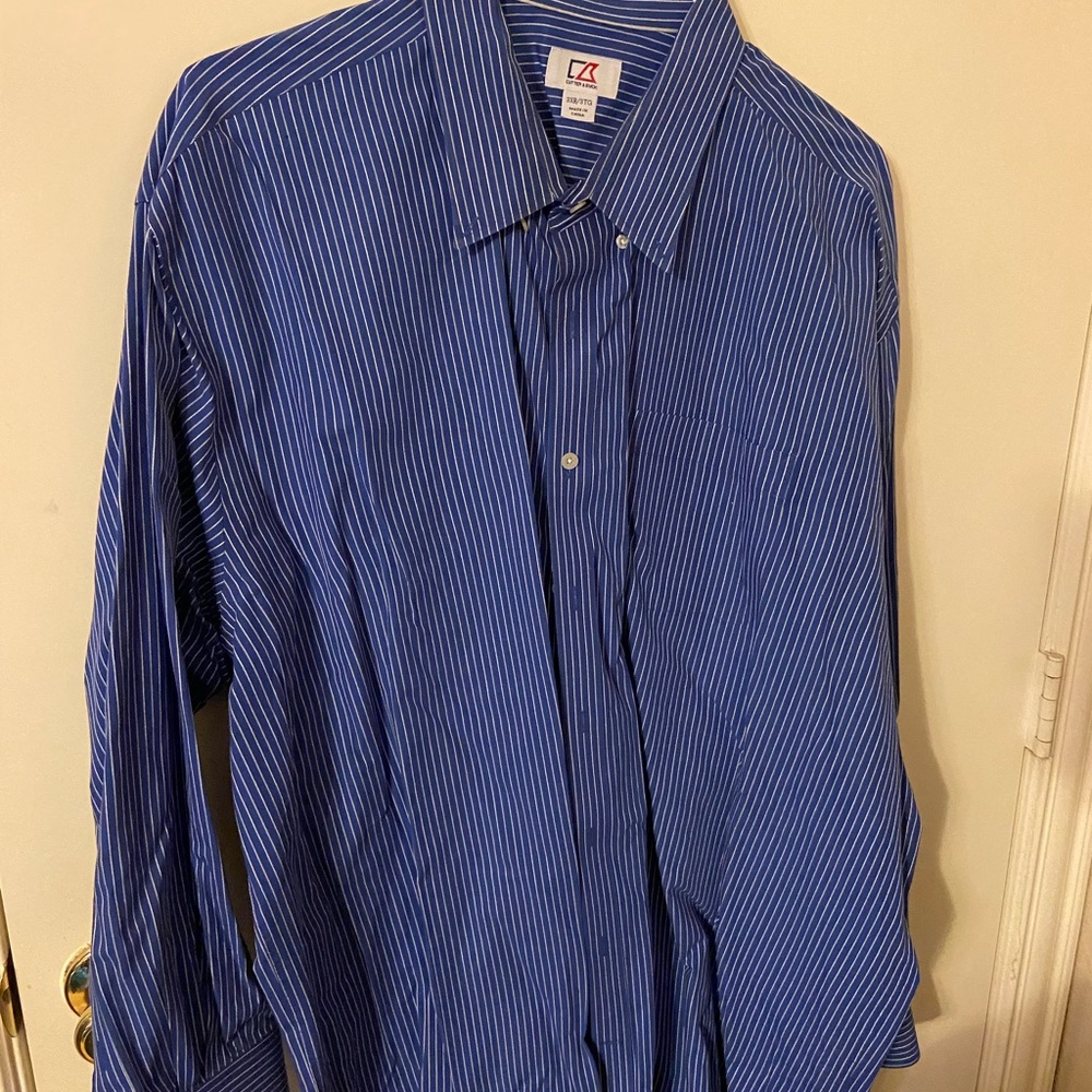 Cutter & Buck men blue pinstripe long sleeve 3X